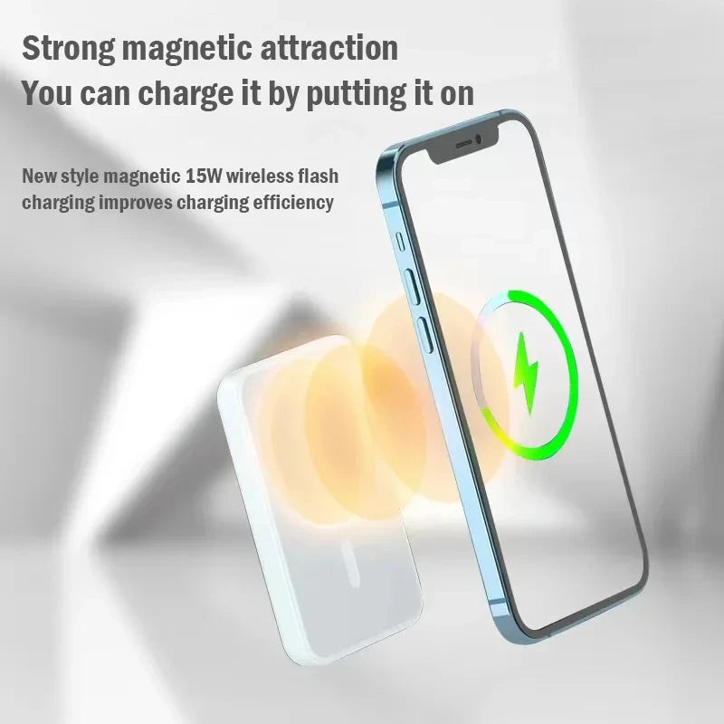 Portable Magnetic Auxiliary Spare External Magnetic Battery Pack Power Bank Wireless Charger For iphone 13 14 15 16 Power bank