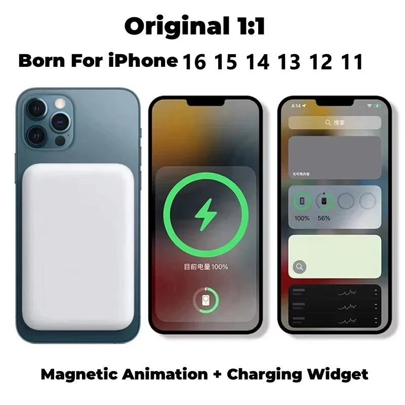 Portable Magnetic Auxiliary Spare External Magnetic Battery Pack Power Bank Wireless Charger For iphone 13 14 15 16 Power bank