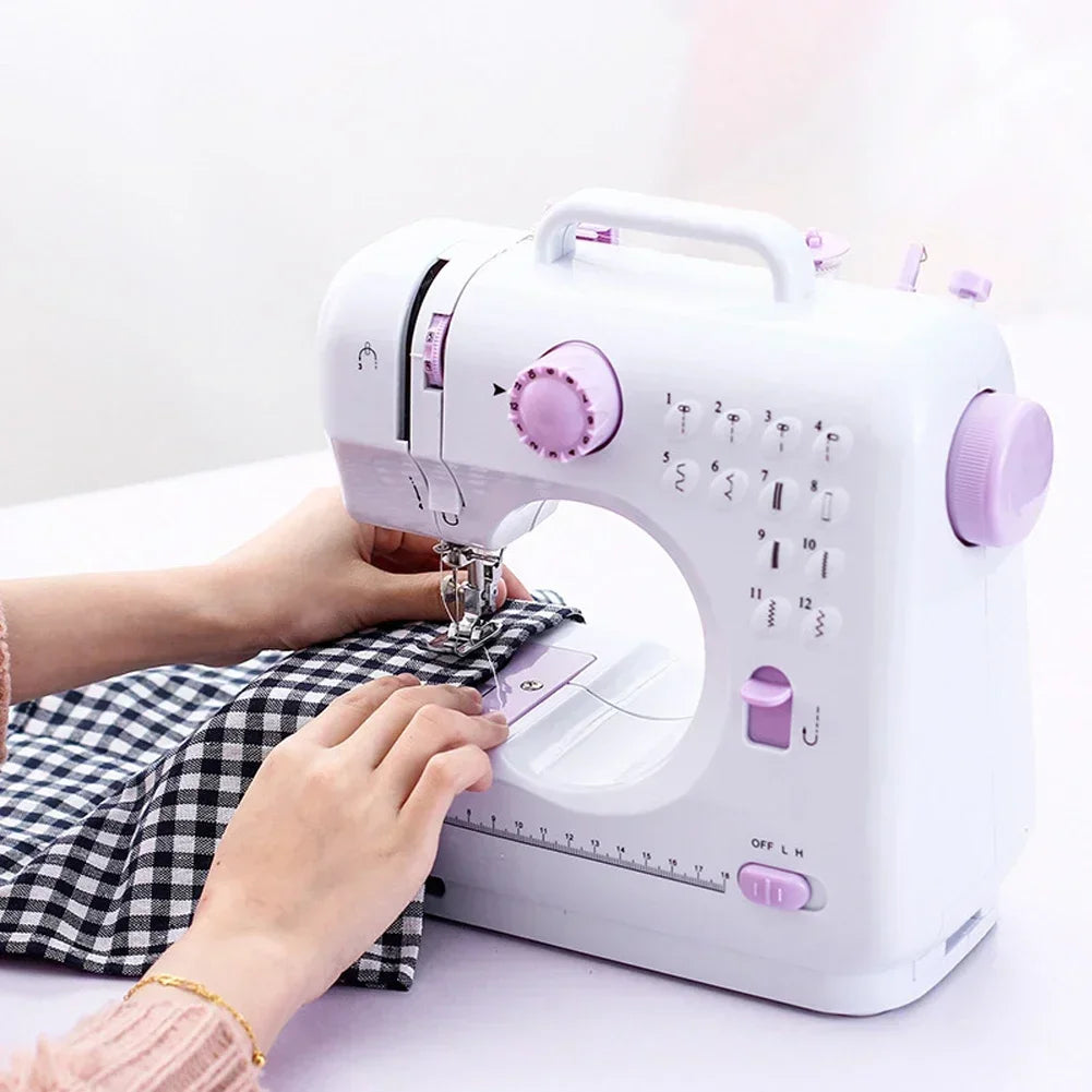 Portable Sewing Machine Mini Electric Household Crafting Mending Overlock 12 Stitches with Presser Foot Pedal Beginners