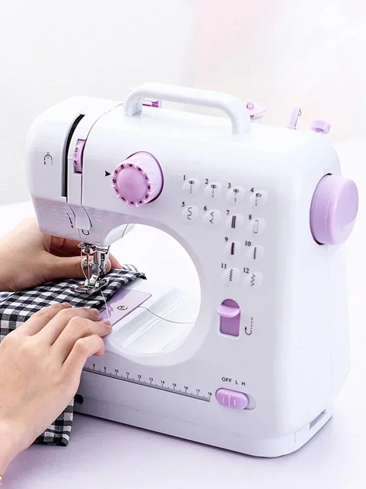 Portable Sewing Machine Mini Electric Household Crafting Mending Overlock 12 Stitches with Presser Foot Pedal Beginners