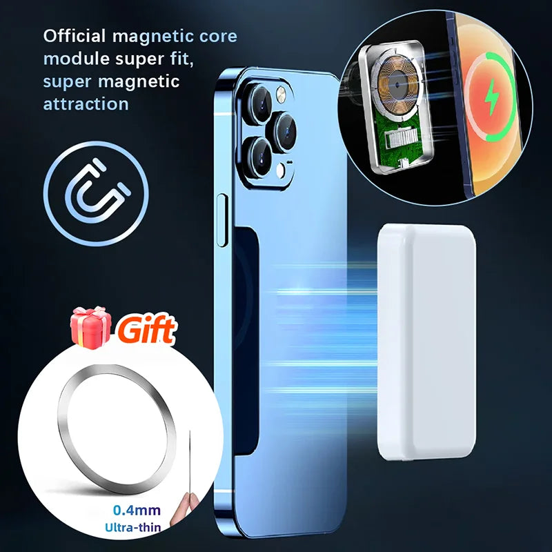 Portable Magnetic Auxiliary Spare External Magnetic Battery Pack Power Bank Wireless Charger For iphone 13 14 15 16 Power bank